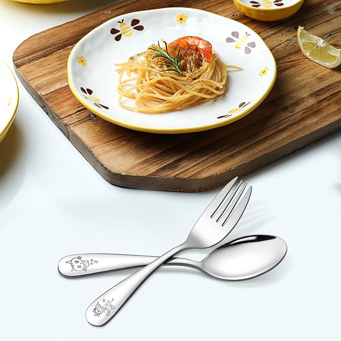 LIANYU 10-Piece Toddler Utensils Set, Stainless Steel Children Silverware Set with Kids Forks and Spoons, Kids Utensils Cutlery, Toddler Flatware for Preschooler and Child, Dishwasher Safe