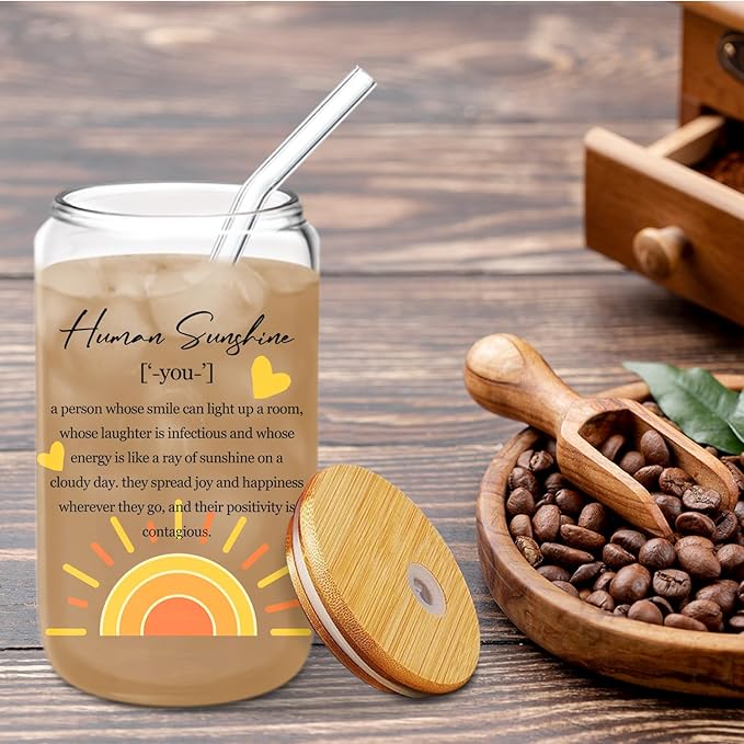 Sunshine Thank You Appreciation Tumbler for Women, Coworkers, Friends, Mom - 16 Oz Cup With Lid and Straw - Inspirational Gift