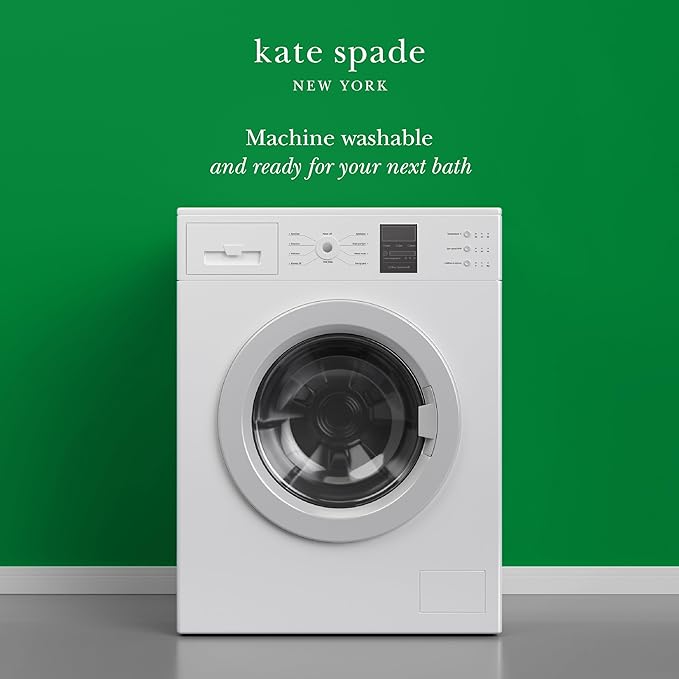 Kate Spade New York Dotted Woven Bath Rug, 17 in x 24 in, Absorbent Bath Mat, Slip Resistant, Made from 100% Cotton, Machine Washable, Marshmallow White