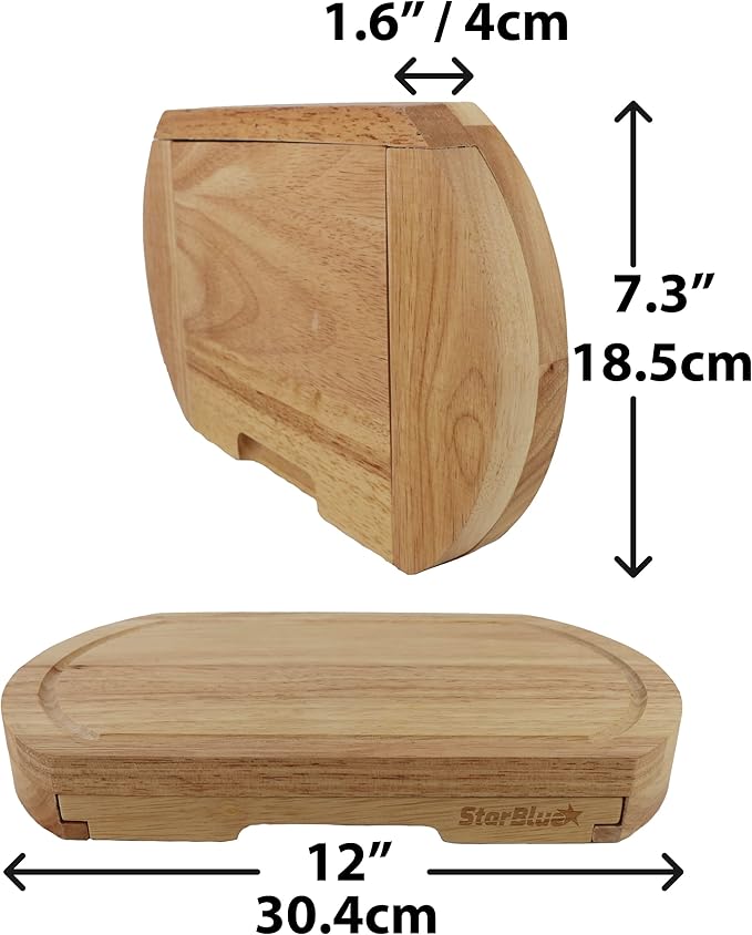 Cheese Board Set by StarBlue - with 4 Knives and Slide Out Drawer | Large Oak Wooden Cheese and Platter Cutting Serving Plate Tray | Best for Housewarming and Birthday Gift