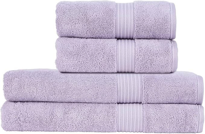 Christy Supreme Hygro 4 Piece Towel Set | Lavender | 100% Luxury Supima Cotton | Ultra Soft | Super Absorbent | 650GSM |2 Bath Sheets 2 Hand Towels