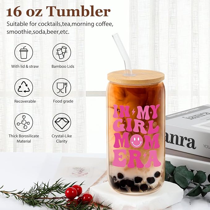 Gifts for New Mom Pregnant Expecting Mama, Christmas Mother's Day Gift, Postpartum Gifts, New Mom After Birth 16 Oz Coffee Glass