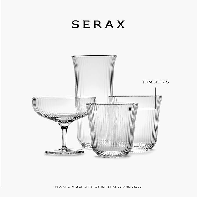 Serax Small Drinking Glasses Drinking Set of 4 | Inku Glassware by Sergio Herman | Clear Glass Tumbler Cups without Lids | Home Essentials, Cocktail Glasses | Drinks, Beer, Juice, Water