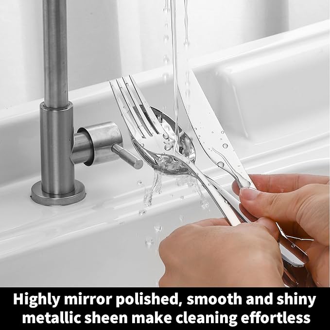 24-piece Forks and Spoons Silverware Set, Amafox Food Grade Stainless Steel Flatware Cutlery Set for Home, Kitchen and Restaurant, Mirror Polished Forks and Spoons Set for 12, Dishwasher Safe