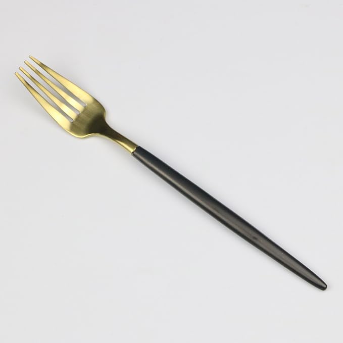 20-Pieces Luxury Black Handle Gold 18/10 Stainless Steel Flatware Set, Matte Finish, Service for 4