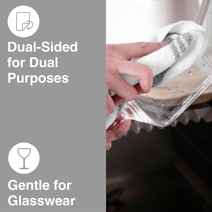 All-Clad Dual-Purpose Kitchen Towels: Highly Absorbent - 100% Cotton, 17"x30" Dish Towels for Cleaning & Drying Dishes & Glassware, 3-Pack, Titanium