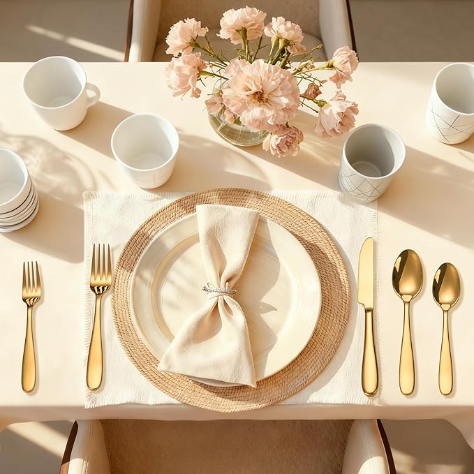 20-Piece Gold Silverware Set, Flatware Set for 4, Food-Grade Stainless Steel Tableware Cutlery Set, Mirror Finished Utensil Sets for Home Restaurant, Forks Spoons and Knives Set, Dishwasher Safe