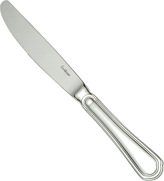 Fortessa Medici 18/10 Stainless Steel Flatware Solid Handle Dessert Knife, Set of 12