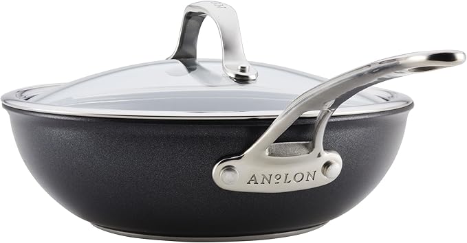 Anolon X Hybrid Nonstick Induction Stir Fry Wok Pan Cookware with Lid, Dishwasher Safe, Compatible with All Stovetops, 10 Inch - Charcoal Gray