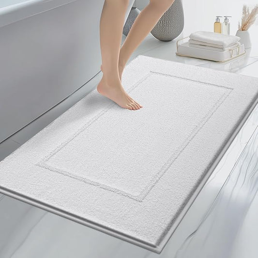 Bathroom Rugs 30" x 46", Non-Slip Extra Soft Absorbent Bath Rugs, Machine Washable Quick Dry Bath Mats for Bathroom Floor, Shower, Bathtub and Sink, White