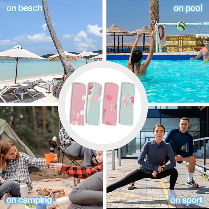 4 Pack Towels for Bathroom, Beach Towel, Microfiber Lightweight Beach Towels Oversized, Towel Accessories for Women Sister Thanksgiving Birthday Christmas Favors 32x71 IN, Cute Cherry Bow Lover Gift