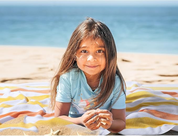 Large Beach Towel Oversized - 40"X70" Big Cute Beach Towels, Extra Large Plush Thick Pool Towel, XL Wide Fluffy Yellow Swimming Towel Oversize for Adults Mens Women