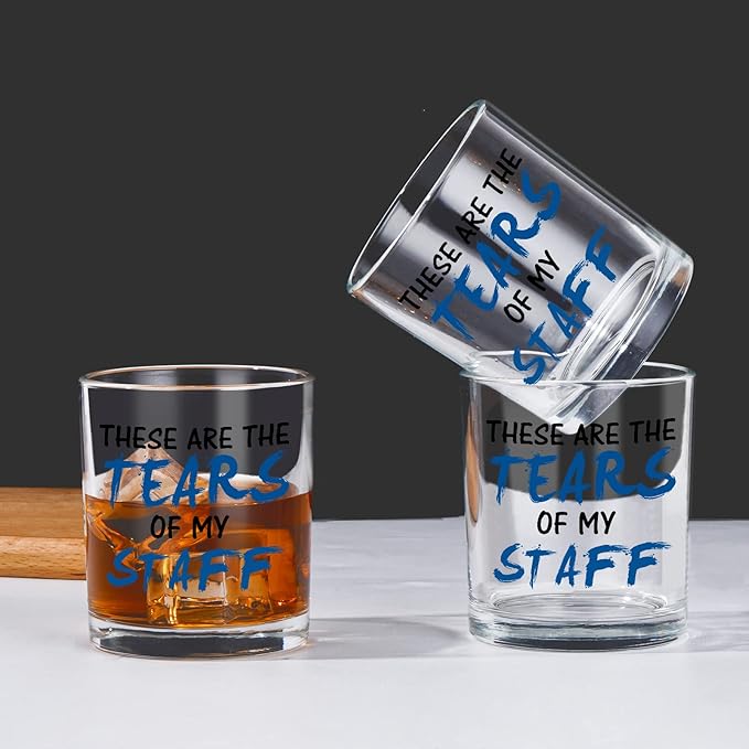 Futtumy These Are The Tears of My Staff Whiskey Glass, Bosses Day Gifts for Man, Gifts for Boss Male, Boss Gifts Men, Christmas Gifts for Boss, Funny Boss Gifts on Bosses Day Christmas Birthday