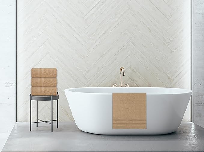 Large Bath Towels Set of 6 – 24" x 50" – 100% Cotton Terry – Durable, Soft & Quick Dry – Beige Multipurpose Towels for Bathroom, Gym, Spa, Pool & Daily Use