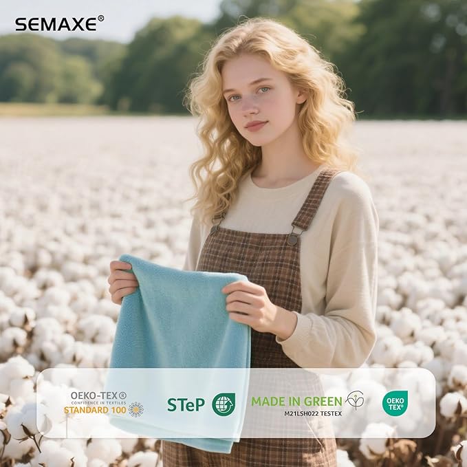 SEMAXE 12 Pack Hand Towels for Bathroom, 100% Cotton Towels with Hanging Loops, Soft and Highly Absorbent, Hand Towel Set for Gym, Shower, Hotel, Spa and Kitchen, Blue