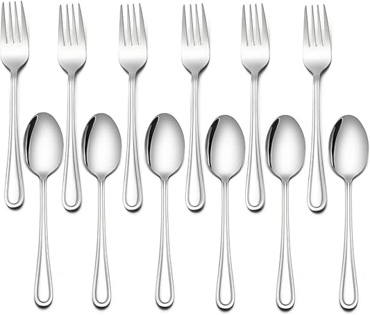 LIANYU 12-Piece Toddler Utensils, Stainless Steel Kids Silverware Set, 6 Kids Spoons and 6 Toddler Forks, Children Child Flatware Cutlery Set for Home Preschools, Dishwasher Safe