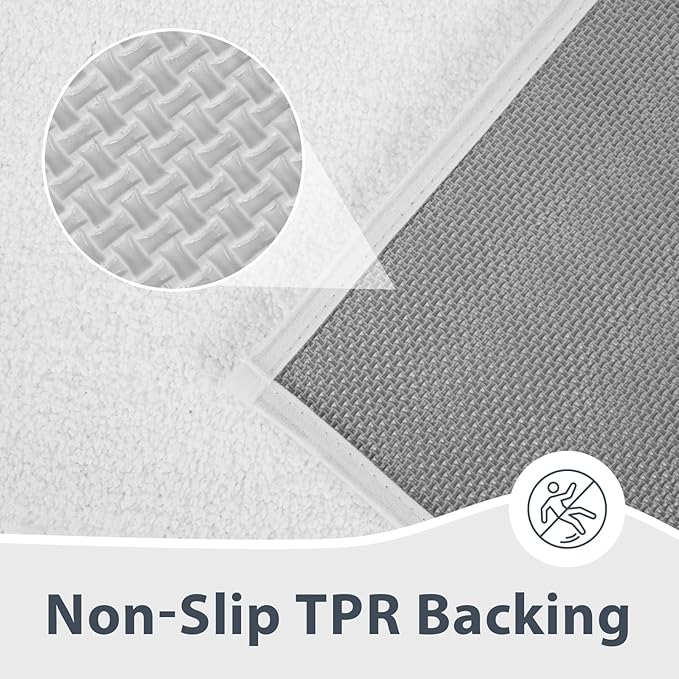 Bathroom Rugs 30" x 60", Non-Slip Extra Soft Absorbent Bath Rugs, Machine Washable Quick Dry Bath Mats for Bathroom Floor, Shower, Bathtub and Sink, White