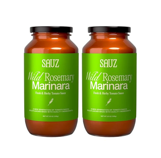 Sauz | Wild Rosemary Marinara (2 Jars) - Gluten-Free, Non-GMO, and 100% Delicious - Crafted in Small Batches for Michelin-Star Delight - Clean ingredients, 25 oz
