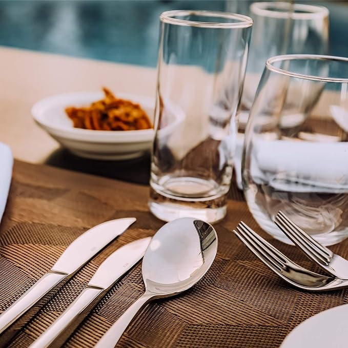 45-Piece Flatware Sets, Silverware Set for 8, Durable Stainless Steel Tableware in Ergonomic Design Size and Weight, Kitchen Utensils Set with Steak Knives, Rust-proof, Dishwasher Safe