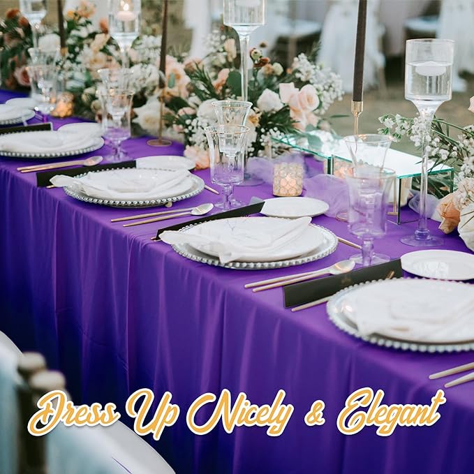 BRILLMAX 8 Pack Purple Tablecloths 70 x 120 Inch for 6ft or 8ft Rectangle Tables - Rectangular Bulk Linen Polyester Fabric Washable Cloth Cover for Wedding Reception Banquet Birthday Party