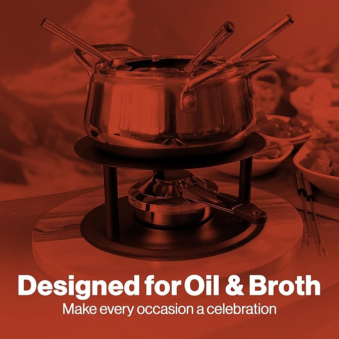 Swissmar Peak 10-Piece Copper-Plated Stainless Steel Fondue Set - Ideal for Oil & Broth Fondue - Perfect for Kitchen Collection & Wedding Gift Giving - 1.25 Liter / 1.32 Quarts