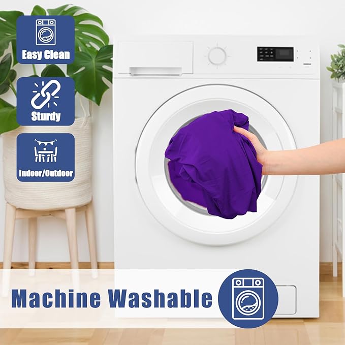 Round Spandex Tablecloth, Elastic Fitted Waterproof Tablecloths for 57"-68" Tables, Stretch Washable Picnic Table Cover for Camping, Dining, Indoor and Outdoor, Purple