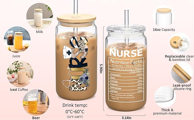 LiqCool Nurse Gifts: Women & Student Nurses, Practitioners & Graduation - 16 Oz Glass Can