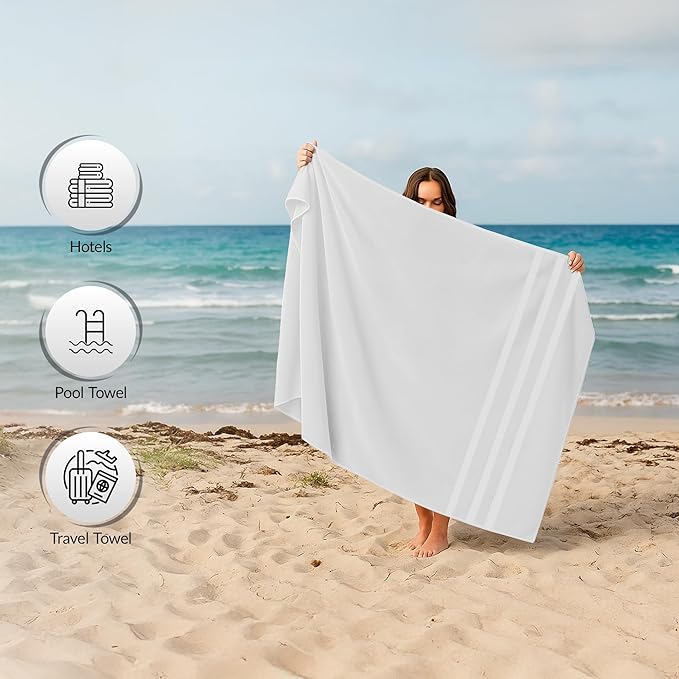 RIVERSIDE Pack of 2 Extra Large Bath Sheets 35 x 70 Inches - 100% Ring Spun Cotton Hotel Quality Oversized Bath Towels - Super Soft, Highly Absorbent & Quicker to Dry - White