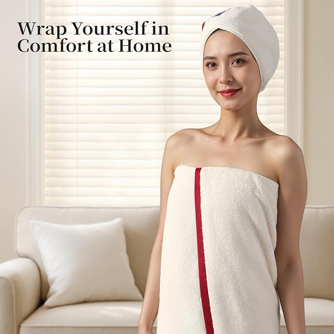 REDKISS 6 Pack Cotton Towel Set with Luxury Embellished Border, 600 GSM Ultra Soft & Highly Absorbent Bath Towels Set with 2 Bath, 2 Hand, 2 Washcloths for Bathroom, Gym, Spa, Hotel, Beige Brown