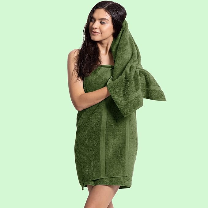 Chakir Turkish Linens 100% Cotton Premium Turkish Towels for Bathroom | 16'' x 30'' (4-Piece Hand Towel, Moss)