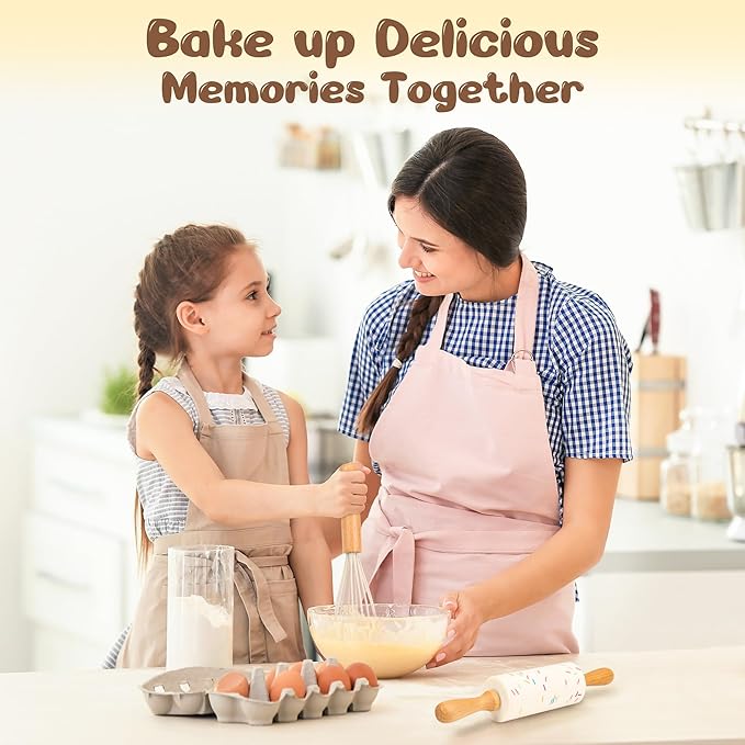 Wooden Kids Safe Knife and Kids Baking Set for Real Cooking, 6 PCS Toddler Montessori Kitchen Tools, Cooking and Baking for Little Chefs