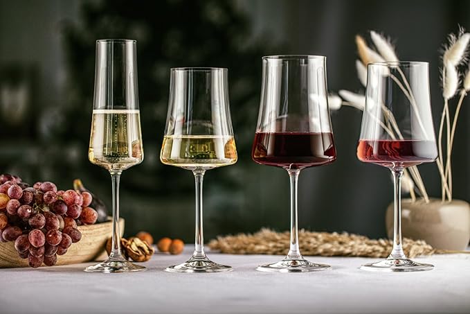 Wine Glasses Set of 4 | 13.5oz Hand-Blown Bohemia Titanium Crystal Goblets, Lead-Free Elegant Glassware for Red & White Wine