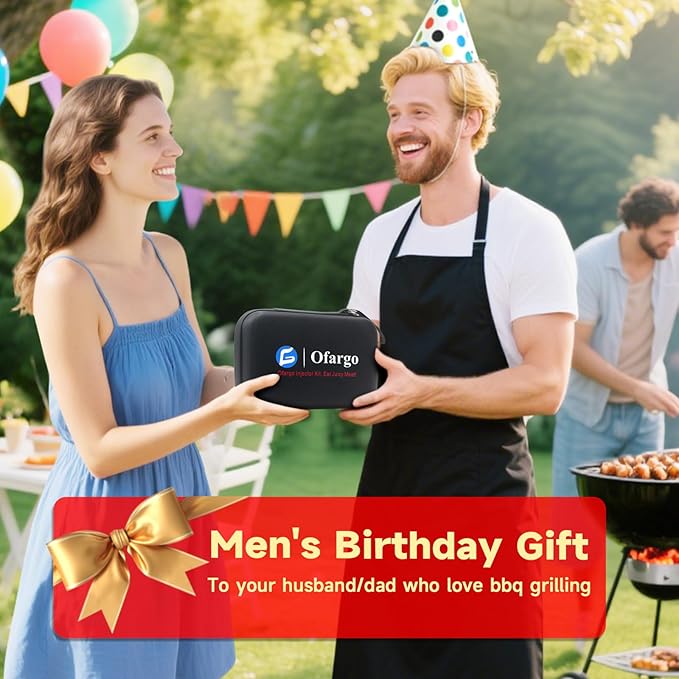 Ofargo Stainless Steel Meat Injector Syringe with 4 Marinade Needles and Travel Case for BBQ Grill Smoker, gifts for men dad husband in Thanksgiving Christmas day