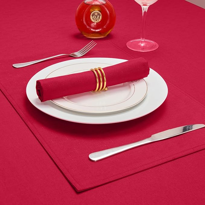 Cloth Napkin Set of 8 Square Washable Reusable Linen Fabric Polyester for Kitchen Dinner Dining Restaurants Wedding Party Banquet Table(DarkRed-A/17x17 Inch)