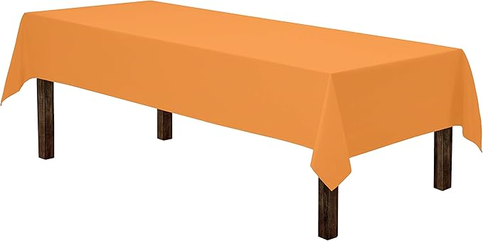 Gee Di Moda Rectangle Tablecloth - 60 x 84 Inch Orange Table Cloth for 5 Foot Rectangle Tables - Heavy Duty Washable Fabric - for Holiday Party, Dinner, Weddings, Baby Shower & Events