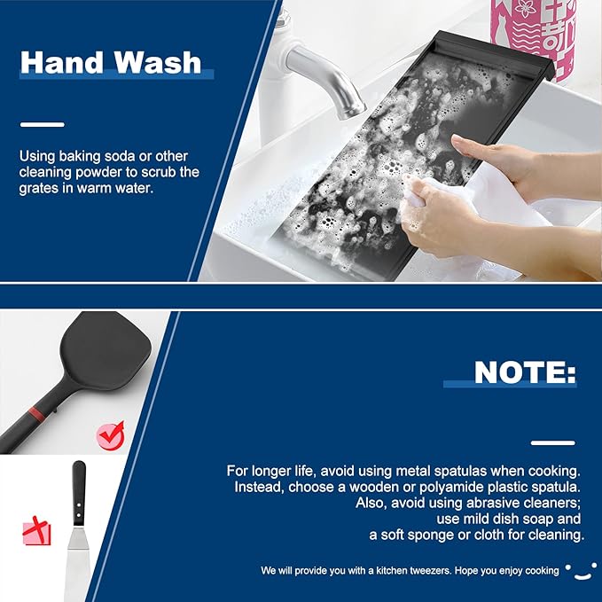 UPGRADED WB31X24738 Griddle Replacement for GE Appliance Gas Stove, Range WB31X49806 Aluminum Non-stick Pan, Stove Top for GE Center Part, Polished Smooth Surface, Food-grade Nonstick Coating