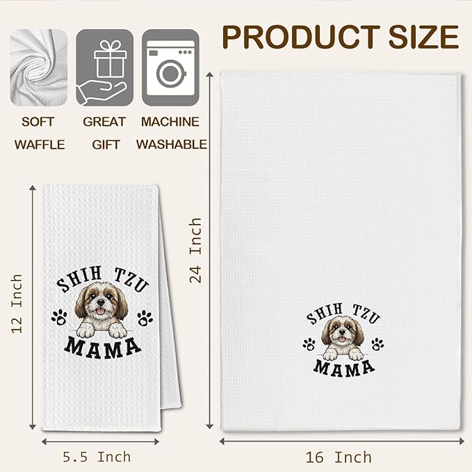 Shih Tzu Kitchen Towels, Dog Mama Shih Tzu Gifts for Women & Dogs Moms, Dog Lover Gifts Decorative Hand Towels for Bathroom, 16x24 Inch