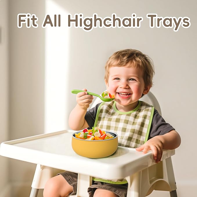 Bella's Friends Stainless Steel Baby Bowls with Silicone Sleeve 3 Pack, 5” for Toddlers Kids Feeding, Non-Slip, Non-Toxic, Mess-Free, Dishwasher Safe, Fit High Chair Size