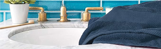 GLAMBURG Premium Cotton 4 Pack Bath Towel Set - 100% Pure Cotton - 4 Bath Towels 27x54 - Ideal for Everyday use - Ultra Soft & Highly Absorbent - Mineral Blue