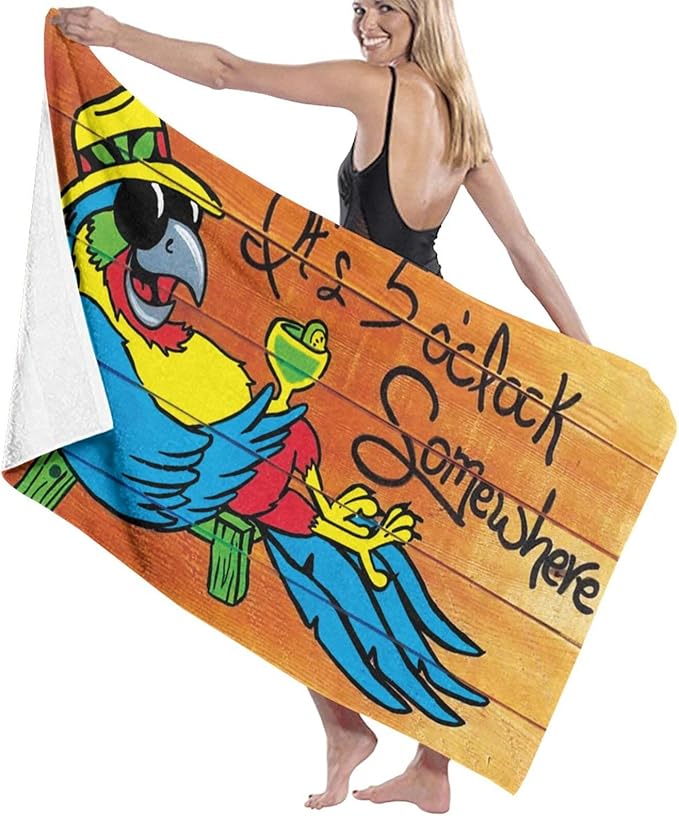It's 5 O'Clock Somewhere Beach Towel Quick Dry Shower Swim Adults Bath Towels Hotel, Gym and Spa Multipurpose Towels 32x52 Inch
