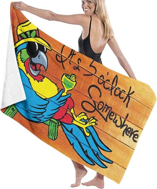 It's 5 O'Clock Somewhere Beach Towel Quick Dry Shower Swim Adults Bath Towels Hotel, Gym and Spa Multipurpose Towels 32x52 Inch