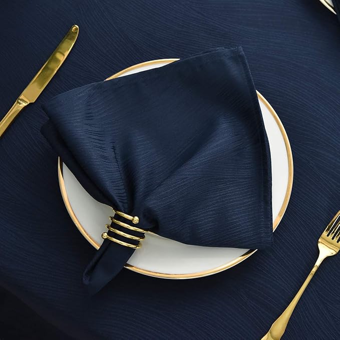 maxmill Jacquard Cloth Napkins 20 x 20 Inch Swirl Pattern Soft Comfortable and Luxury Serviette for Restaurant Family Dinners Weddings Parties and Banquets Set of 4 Navy Blue