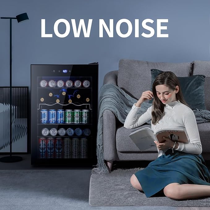 Antarctic Star Beverage Refigerator Cooler -145 Can Mini Fridge for Soda Beer or wine,with glass door, For Office or Bar with Adjustable Removable Shelves，4.4 Cu. Ft. (Black)