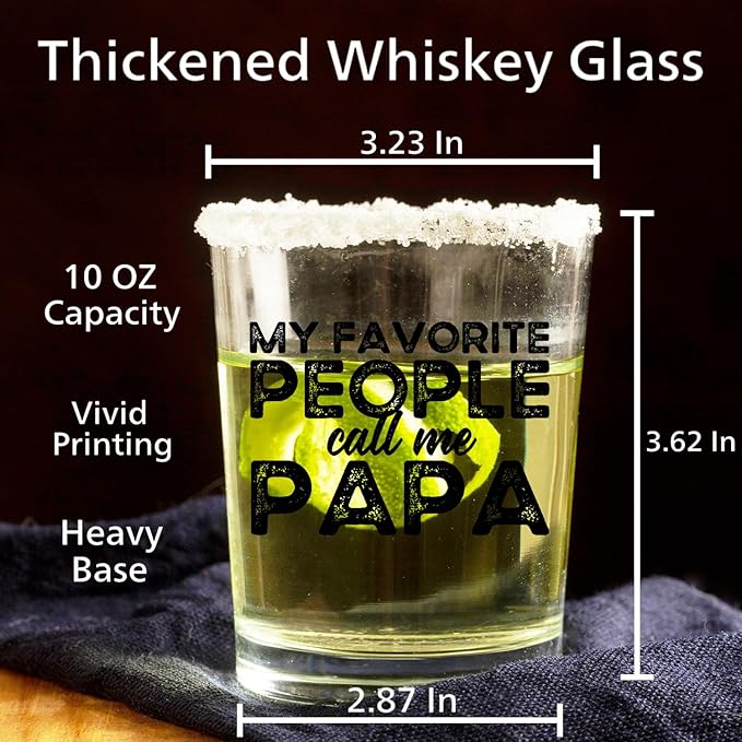 Papa Whiskey Glasses 10 oz, Dad Gifts for Birthday Christmas Father's Day, My Favorite People Call Me Papa Old Fashioned Rocks Glasses Cup for Men Drinking Scotch Bourbon Liquor