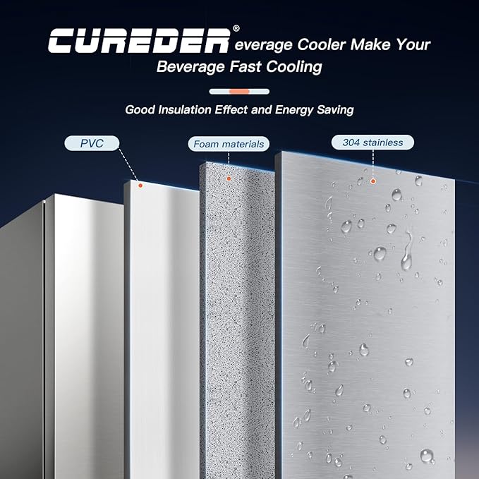 21 Inch Outdoor Refrigerator, Weather Proof Stainless Steel Beverage Beer Cooler Under Counter Fridge, Indoor/Outdoor Refrigerator with 3 Shelves for Patio Kitchen and Commercial Use