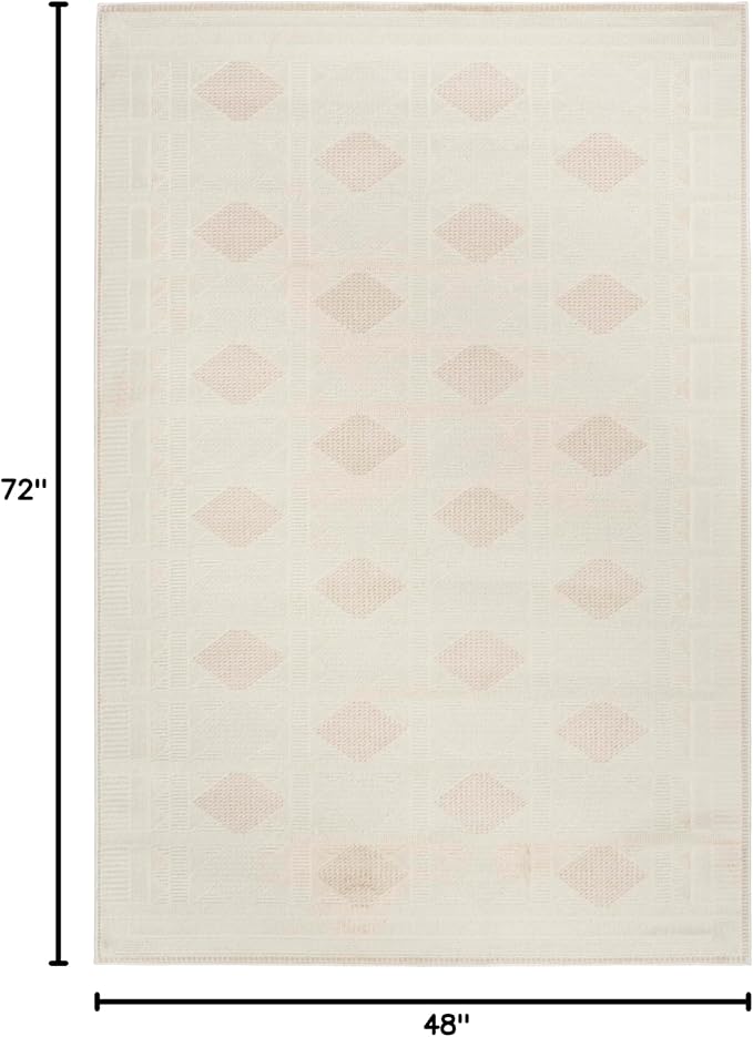 Nourison Home Nordic Ivory Beige 4' x 6' Area Rug - Easy Clean, Non Shedding, Bed Room, Living Room, Dining Room, Kitchen (4' x 6')