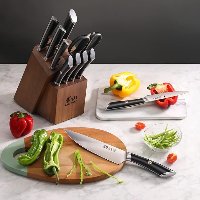 Cangshan ELBERT Series German Steel Forged Knife Block Sets (12-Piece, Black)