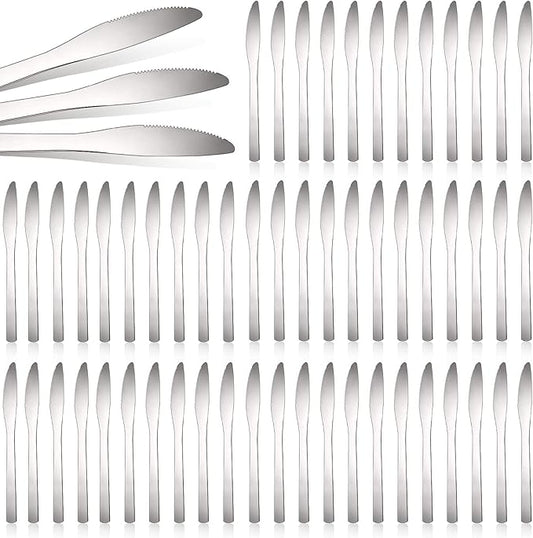 Therwen 64 Pieces Dinner Knives Set Stainless Steel Knife 8.43 Inches Silver Butter Knife Durable Table Knives Silverware for Home Restaurant Kitchen, Dishwasher Safe