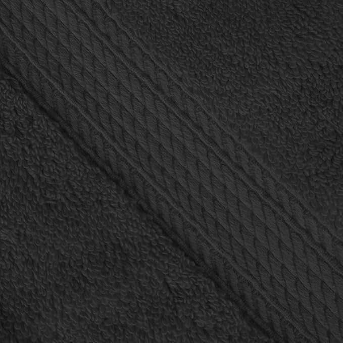 Superior Egyptian Cotton Pile Bath Towel Set of 4, Ultra Soft Luxury Towels, Thick Plush Essentials, Absorbent Heavyweight, Guest Bath, Hotel, Spa, Home Bathroom, Shower Basics, Black