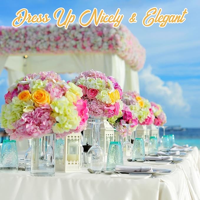 BRILLMAX 6 Pack Ivory Tablecloths for 6 Foot Rectangle Tables 60 x 102 Inch - 6ft Rectangular Bulk Linen Polyester Fabric Washable Cloth Cover for Wedding Reception Banquet Birthday Party